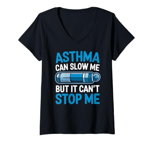 Damen Asthma Awareness Wheezing Asthmatic Inhalator Asthma Warrior T-Shirt mit V-Ausschnitt Damen Asthma Awareness Wheezing Asthmatic Inhalator Asthma Warrior T-Shirt mit V-Ausschnitt von Asthma Awareness Asthmatic Inhaler