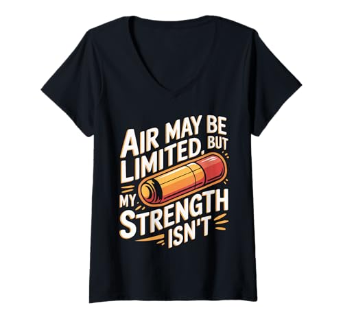 Damen Asthma Awareness Wheezing Asthmatic Inhalator Asthma Warrior T-Shirt mit V-Ausschnitt Damen Asthma Awareness Wheezing Asthmatic Inhalator Asthma Warrior T-Shirt mit V-Ausschnitt von Asthma Awareness Asthmatic Inhaler