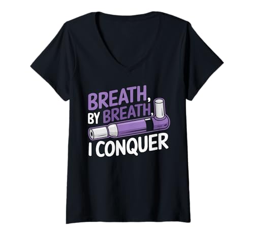 Damen Asthma Awareness Wheezing Asthmatic Inhalator Asthma Warrior T-Shirt mit V-Ausschnitt Damen Asthma Awareness Wheezing Asthmatic Inhalator Asthma Warrior T-Shirt mit V-Ausschnitt von Asthma Awareness Asthmatic Inhaler