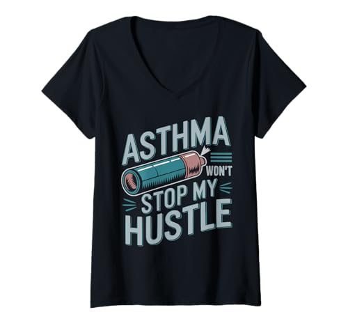Damen Asthma Awareness Wheezing Asthmatic Inhalator Asthma Warrior T-Shirt mit V-Ausschnitt Damen Asthma Awareness Wheezing Asthmatic Inhalator Asthma Warrior T-Shirt mit V-Ausschnitt von Asthma Awareness Asthmatic Inhaler