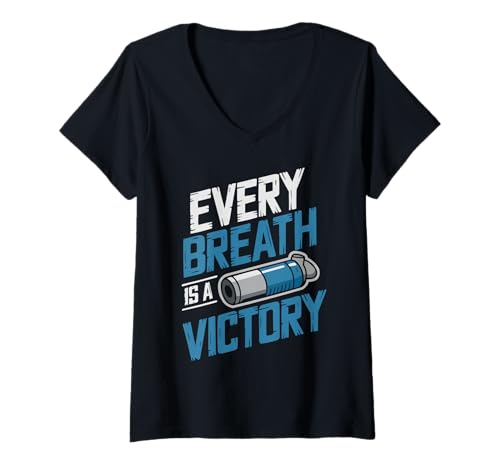 Damen Asthma Awareness Wheezing Asthmatic Inhalator Asthma Warrior T-Shirt mit V-Ausschnitt Damen Asthma Awareness Wheezing Asthmatic Inhalator Asthma Warrior T-Shirt mit V-Ausschnitt von Asthma Awareness Asthmatic Inhaler