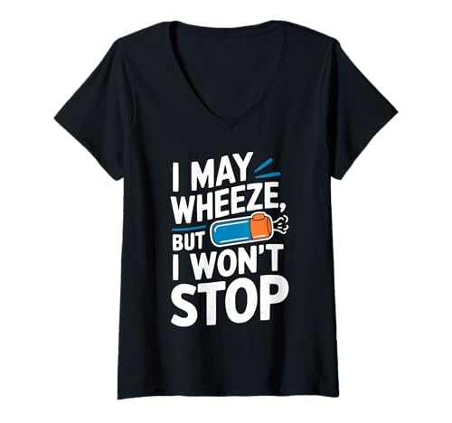 Damen Asthma Awareness Wheezing Asthmatic Inhalator Asthma Warrior T-Shirt mit V-Ausschnitt Damen Asthma Awareness Wheezing Asthmatic Inhalator Asthma Warrior T-Shirt mit V-Ausschnitt von Asthma Awareness Asthmatic Inhaler