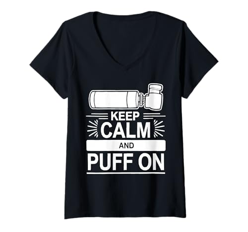 Damen Asthma Awareness Wheezing Asthmatic Inhalator Asthma Warrior T-Shirt mit V-Ausschnitt Damen Asthma Awareness Wheezing Asthmatic Inhalator Asthma Warrior T-Shirt mit V-Ausschnitt von Asthma Awareness Asthmatic Inhaler