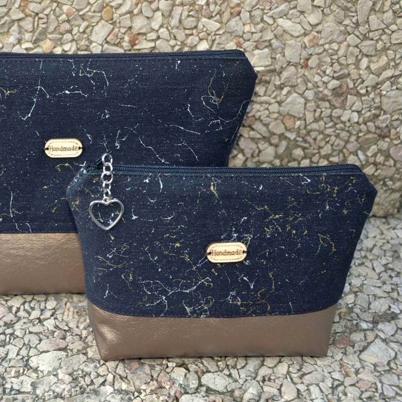 Schwarzes Reißverschluss-Make-Up-Taschen-Set Große Und Kleine Kosmetiktaschen Für Die Handtasche von AstiBright