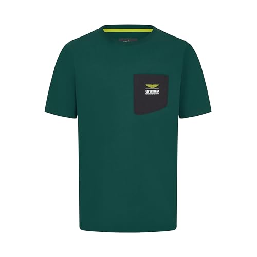Aston Martin F1 Herren Tshirt mit Bonded Brusttasche mit Reißverschluss - Grün - Größe: L von Aston Martin F1