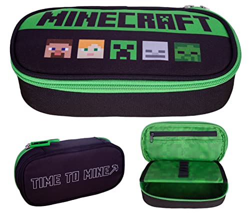 ASTRA Minecraft Bedrock case Federmappe Federtasche Federmäppchen Crepper, großes Federmäppchen, Minecraft Geschenke, Schulbedarf Federmäppchen Große Kapazität von Astra