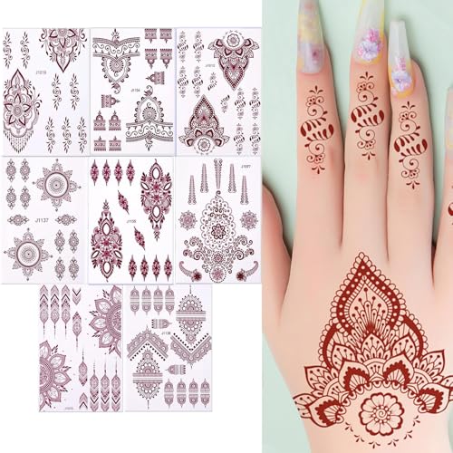8 Blatt Temporäre Tattoo Aufkleber Set – Spitze Muster Fake Tattoos für Erwachsene, Frauen und Mädchen, DIY Körperkunst für Gesicht, Arme und Beine von AstraGlam