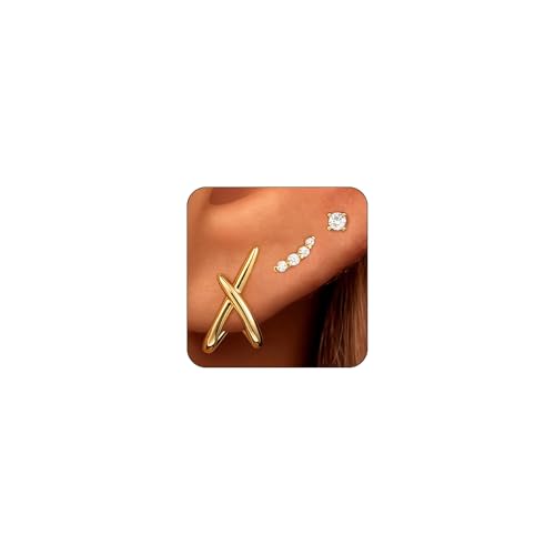 AstraGlam 3 Pairs Gold Earrings for Women 14K Plated Minimalist Studs and Cubic Zirconia Huggie Earrings Set Hypoallergenic Stylish Jewellery Gift Set AstraGlam 3 Pairs Gold Earrings for Women 14K Plated Minimalist Studs and Cubic Zirconia Huggie Earrings Set Hypoallergenic Stylish Jewellery Gift Set von AstraGlam