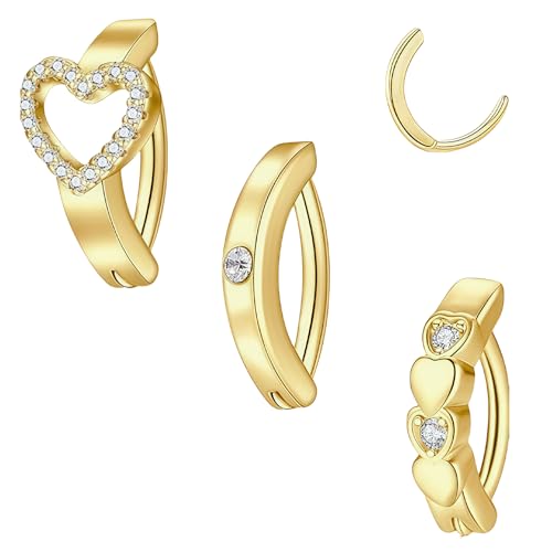 AstraGlam 3 Stück Bauchnabelpiercing 14G – Herzförmiger Piercing Bauchnabel Ring mit Glitzer Zirkonia, Chirurgenstahl Nabelschmuck in Gold für Damen AstraGlam 3 Stück Bauchnabelpiercing 14G – Herzförmiger Piercing Bauchnabel Ring mit Glitzer Zirkonia, Chirurgenstahl Nabelschmuck in Gold für Damen von AstraGlam