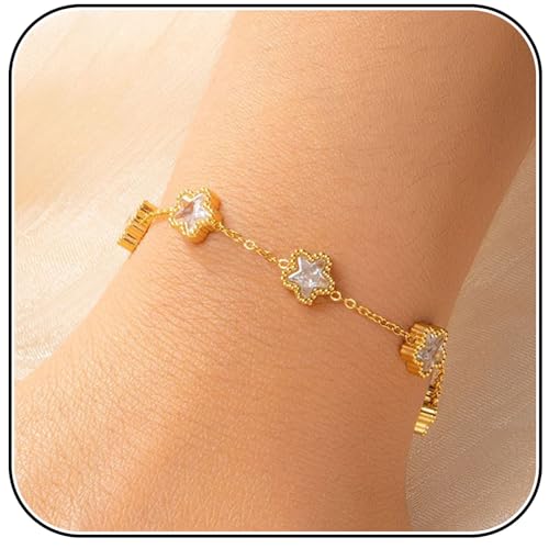 AstraGlam Armband Damen Gold, 3/5-Teiliges Armbänder Set Mit Figarokette, Drehkette, Schlangenkette, Verstellbar Und Hypoallergen, Eleganter Goldschmuck von AstraGlam