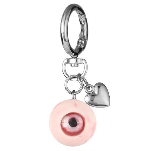 AstraGlam Gothic Schlüsselanhänger – Horror Augapfel Taschenanhänger Halloween Accessoires mit Herz Design, Lustiger Schlüsselring Deko, Coole Taschenanhänger für Damen Handtaschen von AstraGlam
