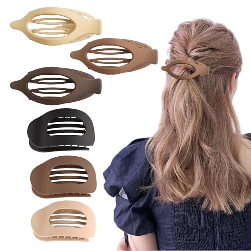 AstraGlam Haarspangen Damen Im Set Mit Sechs Clips In Neutralen Farben, Flache Oval- Und Blattformen Für Mitteldünnes Und Dickes Haar, Guter Halt Und Sanftes Tragegefühl von AstraGlam