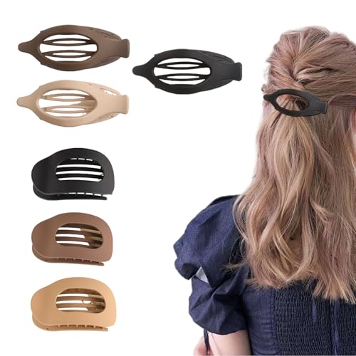 AstraGlam Haarspangen Damen Im Set Mit Sechs Clips In Neutralen Farben, Flache Oval- Und Blattformen Für Mitteldünnes Und Dickes Haar, Guter Halt Und Sanftes Tragegefühl von AstraGlam