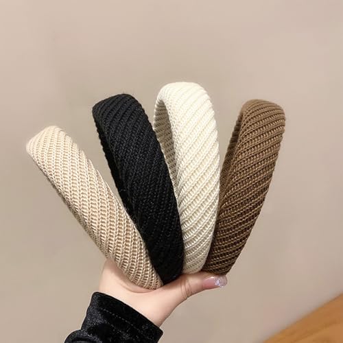 AstraGlam Stirnband Set Für Damen, 4 Stile Haarreifen Aus Weichem Material, Monochrom-Ästhetik In Klassischem Design Für Jeden Tag, Ideal Als Stilvolles Accessoire von AstraGlam