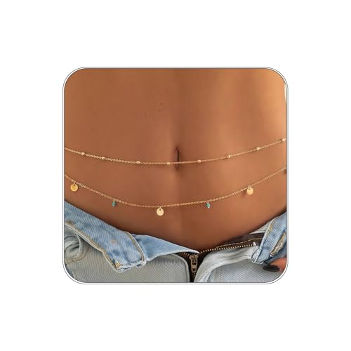 Goldene Hüftkette für Damen – Bauchkette Wasserfeste Bauchkette Körperkette Strandaccessoire Schmuck für Frauen Bauchkette Gold von AstraGlam