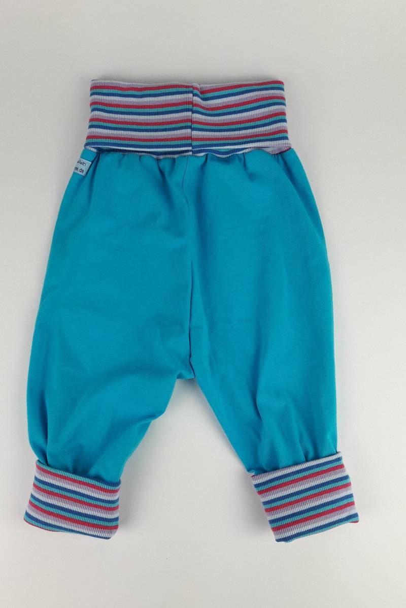 Baby-Hose Blau Mit Gestreiftem Bündchen, Größe 86 | 13 - 18 Monate von AstraSchneiderei