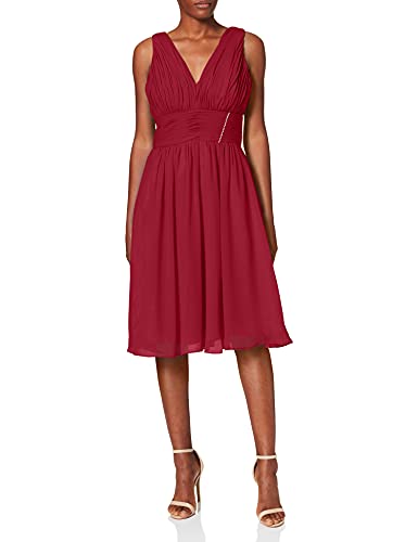 Astrapahl Damen Cocktail Kleid Neckholder, Knielang, Einfarbig, Gr. 34, Rot von Astrapahl