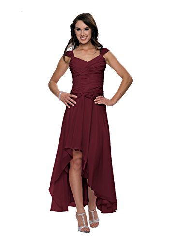 Astrapahl Damen Cocktail Kleid mit schönen Raffungen, Knielang, Einfarbig, Gr. 36, Rot (Weinrot) von Astrapahl