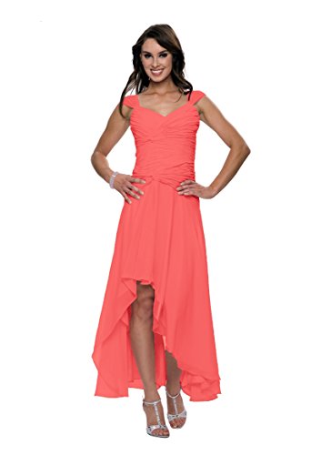 Astrapahl Damen Cocktail Kleid mit schönen Raffungen, Knielang, Einfarbig, Gr. 38, Rosa (Watermelon) von Astrapahl