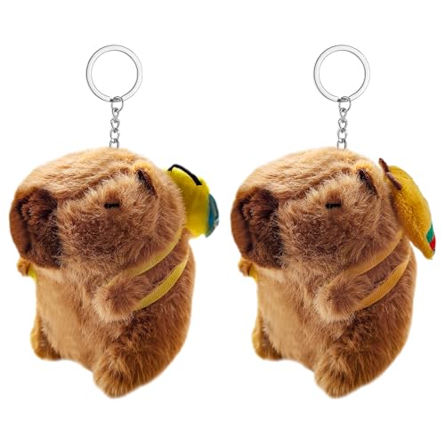 Astriva Capybara Kuscheltier Schlüsselanhänger Plush Anhänger, 2 Stück Schlüsselanhänger Capybara Keychains für Kuscheltier Spielzeug, Capybara Keychain für Rucksack Kinder von Astriva