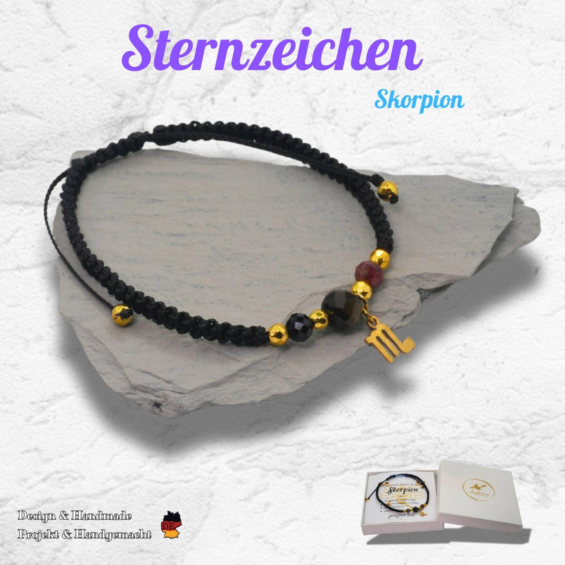 Skorpion Armband - Schwarzer Paracord Mit Turmalin, Obsidian & Granat | Edelstein Für Sternzeichen, Geschenk Sie, Zodiac Skorpion Armband - Schwarzer Paracord Mit Turmalin, Obsidian & Granat | Edelstein Für Sternzeichen, Geschenk Sie, Zodiac von Astro4You