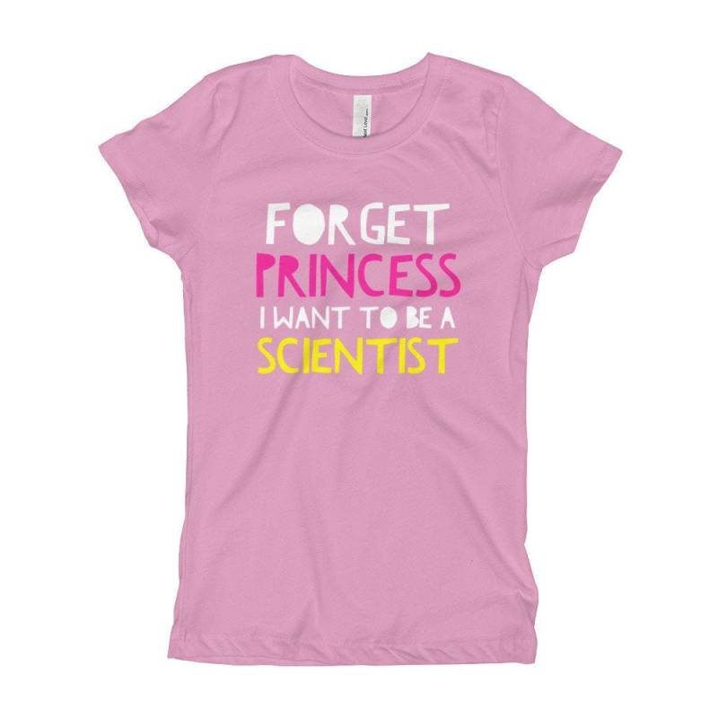 Jugend Mädchen Vergiss Prinzessin I Want To Be A Scientist T-Shirt von AstroGearStore