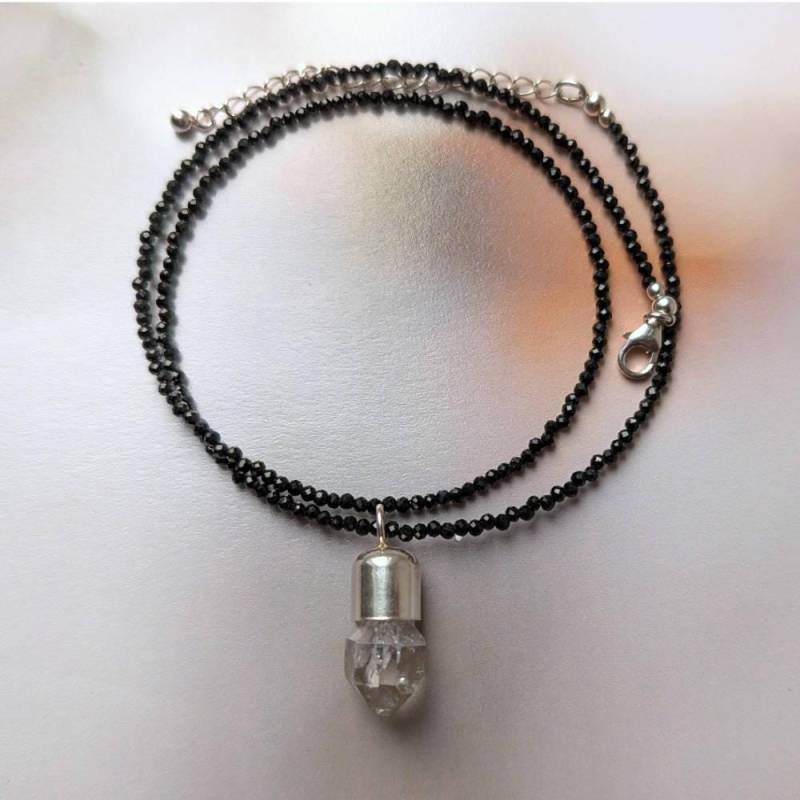 Schörl - Schwarze Turmalin Kette Mit Klarem Zepterquarz, Silber Schörl - Schwarze Turmalin Kette Mit Klarem Zepterquarz, Silber von Astrokreativ