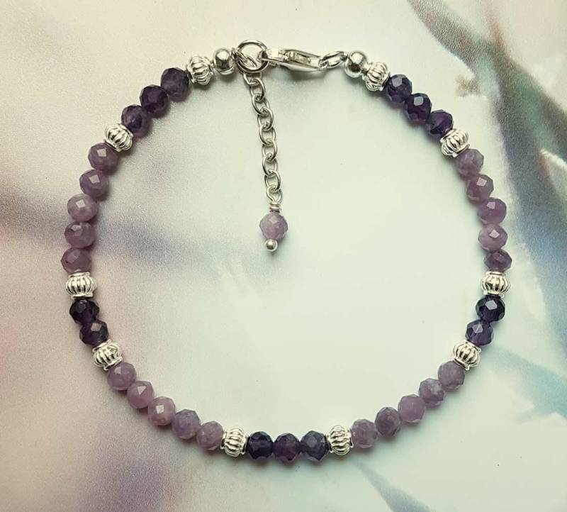 Schutz Armband Aus Lepidolith, Amethyst, Silber von Astrokreativ