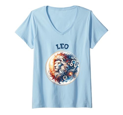 Damen Löwe Symbol Horoskop Sternzeichen liebt Astrologie Liebhaber Löwe T-Shirt mit V-Ausschnitt von Astrological Signs Leo Astrologers Astrology Leo