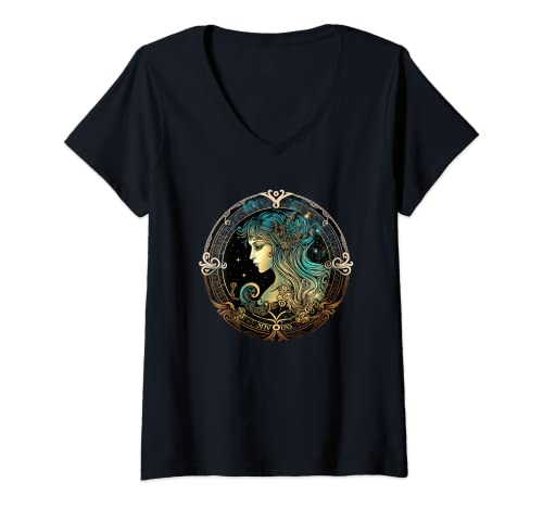 Damen Astrologie Horoskop Sternzeichen Jungfrau T-Shirt mit V-Ausschnitt Damen Astrologie Horoskop Sternzeichen Jungfrau T-Shirt mit V-Ausschnitt von Astrologie Horoskop Sternzeichen