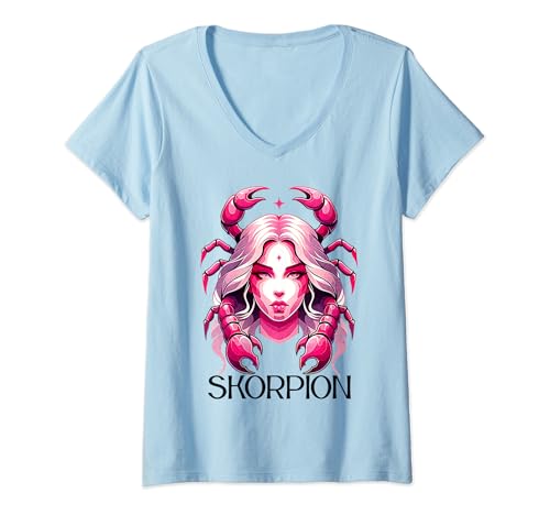Damen Sternzeichen Skorpion Geburtstag Aszendent Horoskop T-Shirt mit V-Ausschnitt Damen Sternzeichen Skorpion Geburtstag Aszendent Horoskop T-Shirt mit V-Ausschnitt von Astrologie Tierkreiszeichen Tierkreis Scorpio