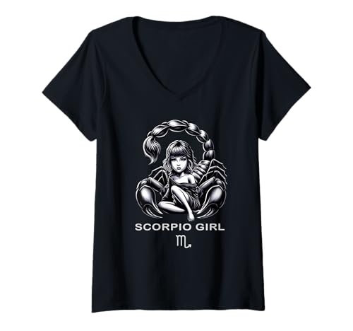 Damen Sternzeichen Skorpion – Astrologie mit Skorpion-Mädchen T-Shirt mit V-Ausschnitt von Astrologische Sternzeichen – Sterne zum Kuscheln
