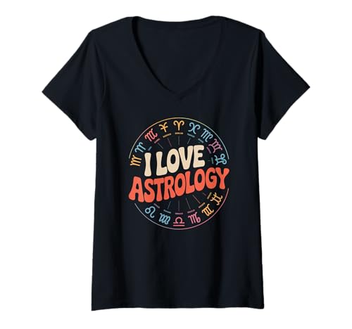 Damen Sternzeichen-Horoskop-Design I Love Astrology T-Shirt mit V-Ausschnitt Damen Sternzeichen-Horoskop-Design I Love Astrology T-Shirt mit V-Ausschnitt von Astrology Zodiac Horoscope Cosmic Enthusiasts