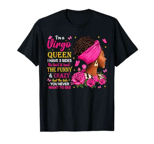 I'm A Virgo Queen Black Woman Birthday Queen Sternzeichen T-Shirt von Astrology Zodiac Sign Bday Queen Black Girls Women