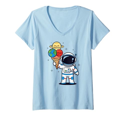Damen Astronaut Planet Space Food T-Shirt mit V-Ausschnitt Damen Astronaut Planet Space Food T-Shirt mit V-Ausschnitt von Astronaut Artwork Food Space Humor