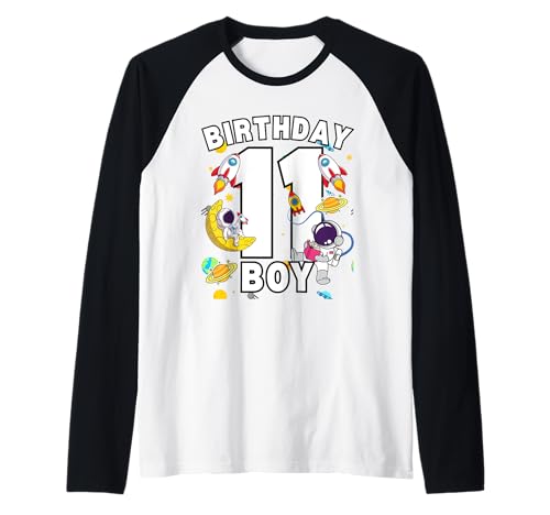 Jungen 11. Geburtstag Astronaut Space Planets Eleven Years old Raglan von Astronaut Birthday Ideas Family Kids Men Women