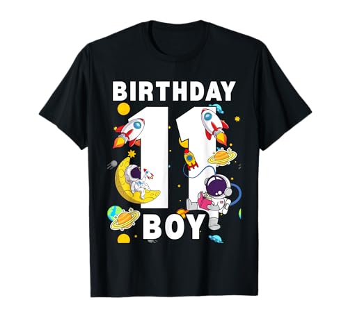 Jungen 11. Geburtstag Astronaut Space Planets Eleven Years old T-Shirt Jungen 11. Geburtstag Astronaut Space Planets Eleven Years old T-Shirt von Astronaut Birthday Ideas Family Kids Men Women