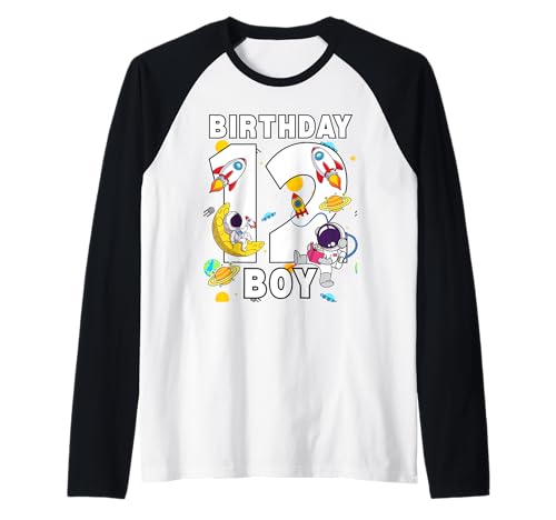 Jungen 12. Geburtstag Astronaut Space Planets Zwölf Jahre alt Raglan Jungen 12. Geburtstag Astronaut Space Planets Zwölf Jahre alt Raglan von Astronaut Birthday Ideas Family Kids Men Women