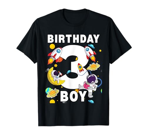 Jungen 3. Geburtstag Astronaut Space Planets Three Years old T-Shirt Jungen 3. Geburtstag Astronaut Space Planets Three Years old T-Shirt von Astronaut Birthday Ideas Family Kids Men Women