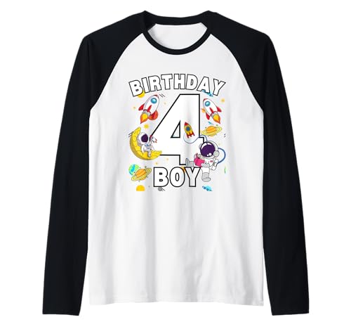 Jungen 4. Geburtstag Astronaut Space Planets 4 Jahre alt Raglan Jungen 4. Geburtstag Astronaut Space Planets 4 Jahre alt Raglan von Astronaut Birthday Ideas Family Kids Men Women