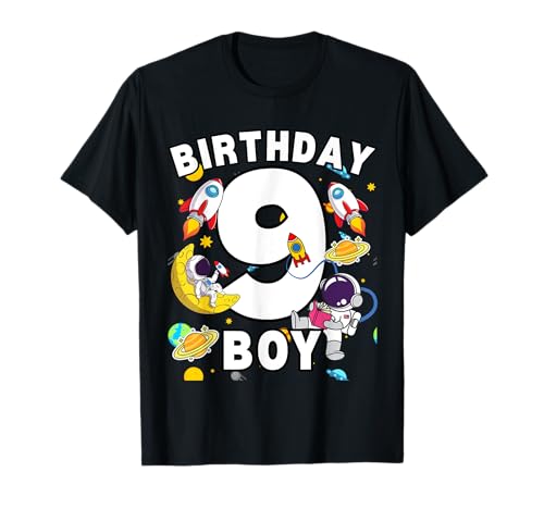 Jungen 9. Geburtstag Astronaut Space Planets Nine Years old T-Shirt von Astronaut Birthday Ideas Family Kids Men Women