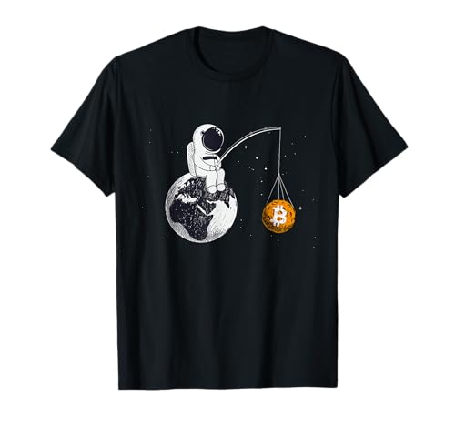 Cryptocurrency Talk Bitcoin To The Moon BTC Space Man Merch T-Shirt von Astronaut Fishing The Bitcoin BTC Logo Crypto