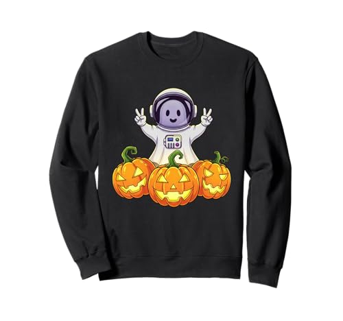 Lustiger Astronaut Geist Kürbis Boo Halloween Kinder Herren Damen Sweatshirt von Astronaut Lovers Halloween Ghost Pumpkin Outfits