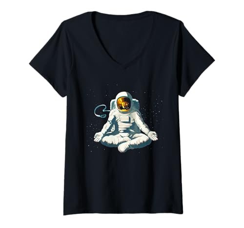 Damen Astronaut Weltraum Spirituelle Meditation Kosmische Galaxie Yoga T-Shirt mit V-Ausschnitt Damen Astronaut Weltraum Spirituelle Meditation Kosmische Galaxie Yoga T-Shirt mit V-Ausschnitt von Astronaut Meditation Space Yoga Cosmic Shirt
