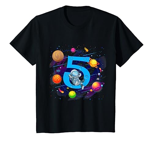 Kinder 5. Geburtstag Astronaut Jungen Mädchen Geschenk 5 Jahre Alt T-Shirt von Kindergeburtstag Fun Shirts für Jungen & Mädchen