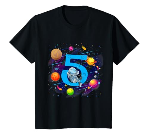 5. Geburtstag Astronaut Jungen Mädchen Geschenk 5 Jahre Alt T-Shirt von Kindergeburtstag Fun Shirts für Jungen & Mädchen