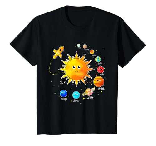 Kinder Sonnensystem Kinder Weltraum Planeten Universum Sonne Spruch T-Shirt von Astronaut Rakete Galaxie Saturn Mars Erde Pluto