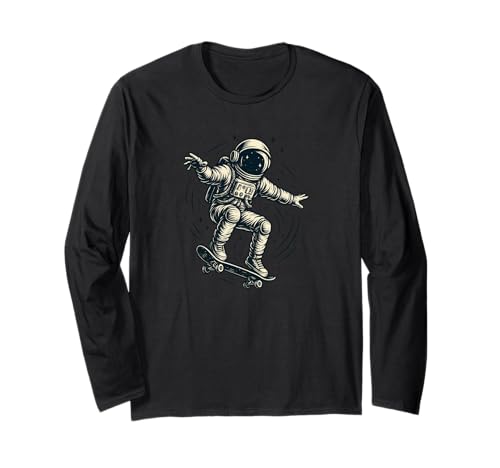 Cooles Skating Astronaut Kostüm für Jungen und Mädchen Langarmshirt von Astronaut Rocks