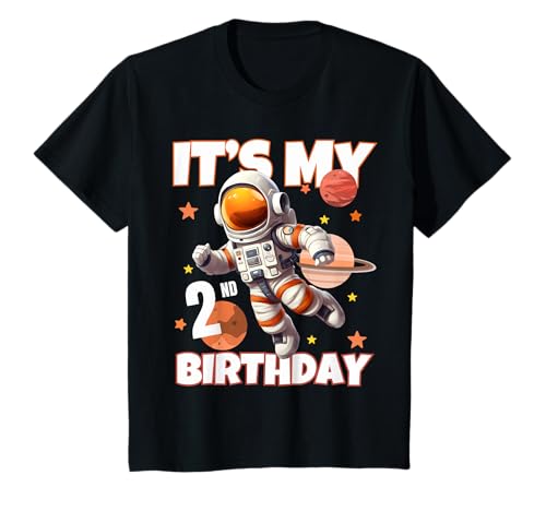 Kinder 2 Year Old Astronaut It's My 2nd Birthday Boy T-Shirt von Astronaut Themed 2yr Birthday Party Gift