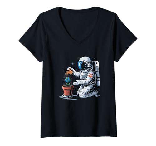 Damen Astronaut Geschenk Kinder Kostüm Planeten Universum Astro T-Shirt mit V-Ausschnitt von Astronaut Tshirt Herren Damen Kinder Astro Planet